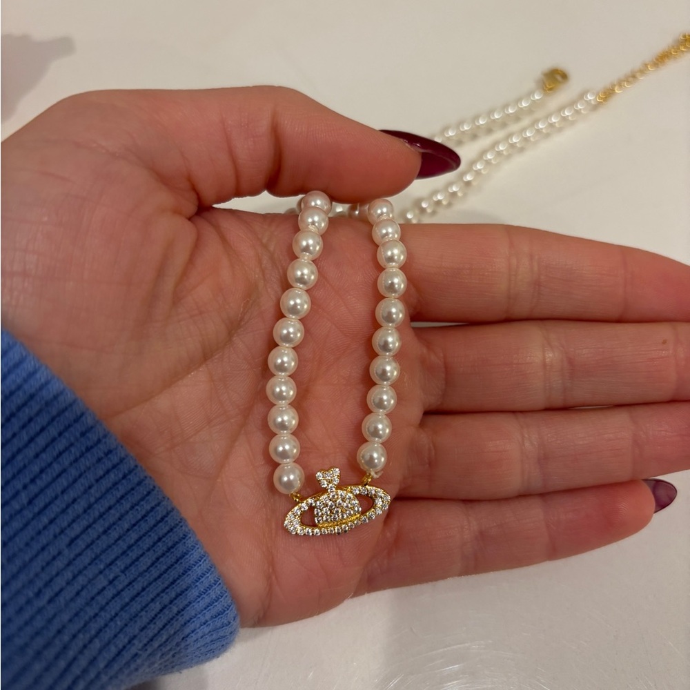 Evry Jewel NO LONGER SOLD Elegant Pearl Necklace with Gold Accents
